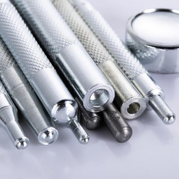 Pratik Perçin ve Çıtçıt İçin Pres Aleti Seti + Zımba 11  Parça Deri El Aleti - 4