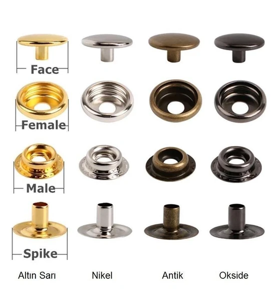 TOPTAN Metal ÇıtÇıt 61no Standart 720 Adet (Leathercraft, Deri Hobi) ürün görseli