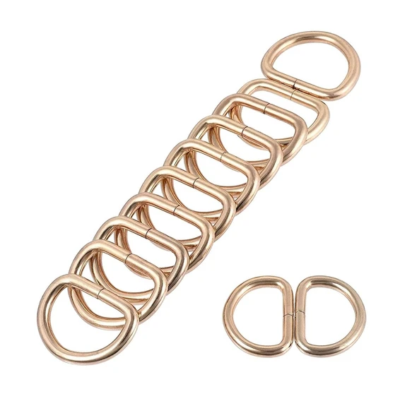 D Metal Halka, Çanta Sapı İçin D Halka 25 Adet Altın Sarı - 9