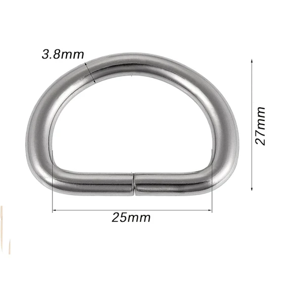 D Metal Halka, Çanta Sapı İçin D Halka 25 Adet Nikel - Resim 8