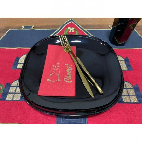 Gold Yaldızlı Kırmızı Yılbaşı Cheers Peçete 16 lı ürün görseli