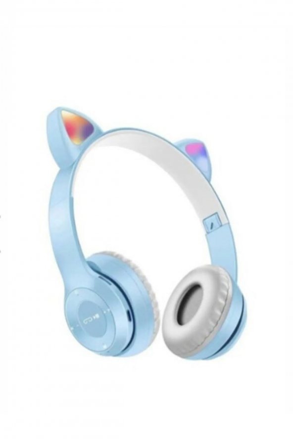Kablosuz Bluetooth Kulaküstü Kedili P47m Kulaklık RGB Işıklı Kedi Desenli Kulaklık