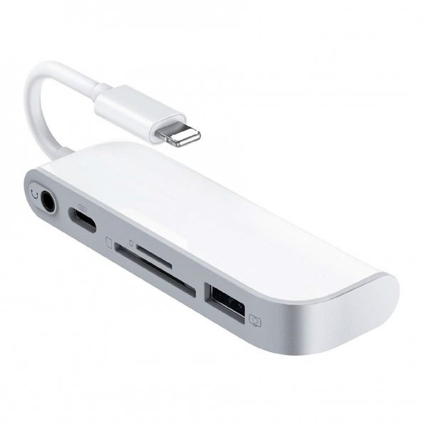 Concord Lightning To Usb + Kart Okuyucu (SD/TF)+ Şarj + 3.5mm Aux Dönüştürücü