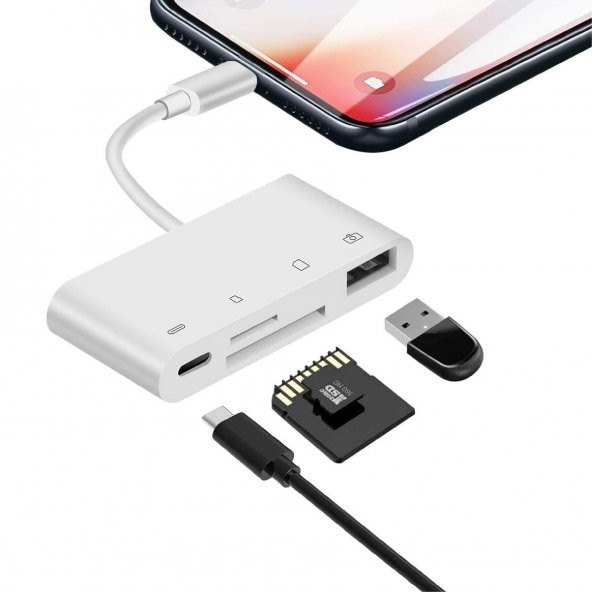 Concord BYL-108L Lightning to Gigabit + Ethernet + USB + Şarj Bağlantılı Dönüştürücü - 2