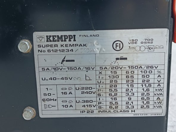 Kemppi Super Kempak TIG 150 Tig Kaynak Makinesi 2.el (Eksikli) - 3