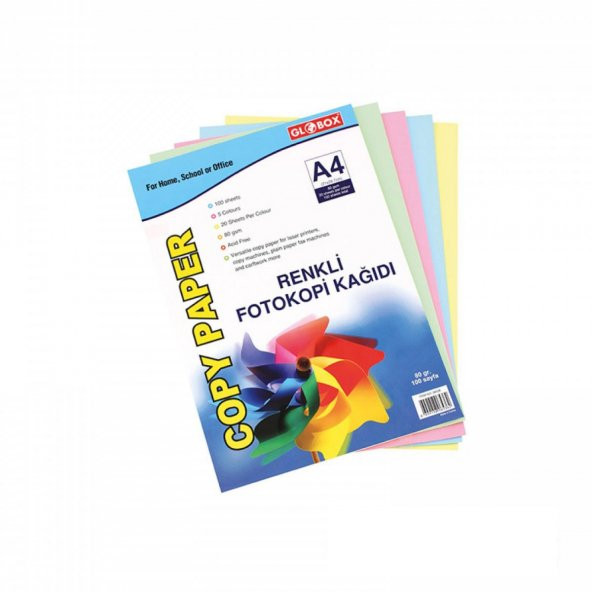 Globox 100'lü Karışık Renkli Fotokopi Kağıdı
