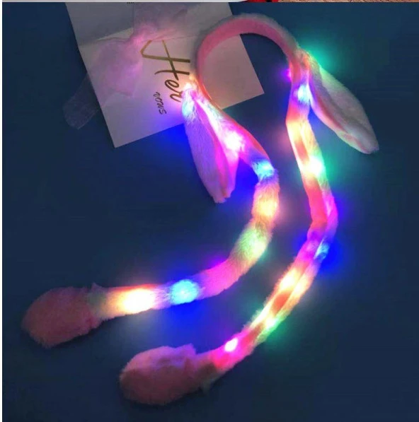 Tavşan Taç Şapka Hareketli Işıklı Kulaklar Peluş Kafa Bandı Sarı Hava Yastık