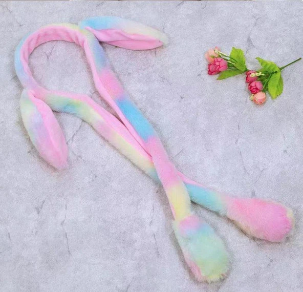 Tavşan Taç Şapka Hareketli Işıklı Kulaklar Peluş Kafa Bandı Sarı Hava Yastık - 2