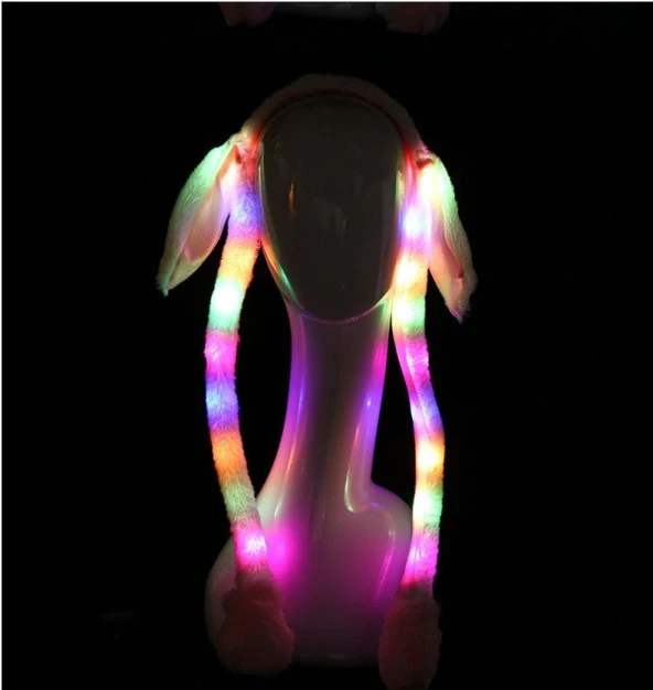 Tavşan Taç Şapka Hareketli Işıklı Kulaklar Peluş Kafa Bandı Sarı Hava Yastık - 3