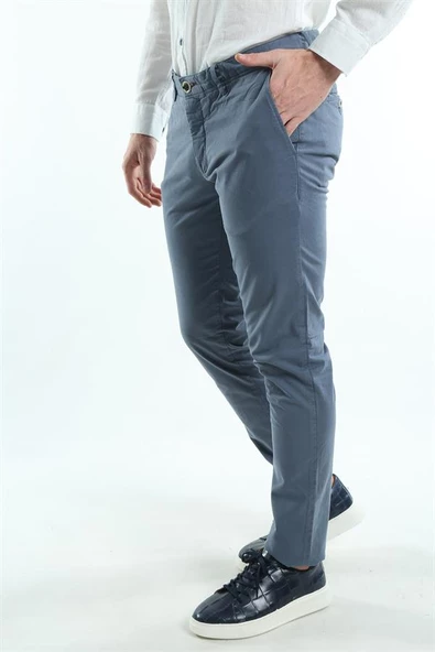 İntersivin Slim Fit Pamuklu Likralı İndigo Erkek Pantolon - 6