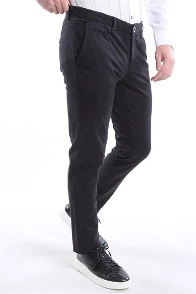 İntersivin Slim Fit Pamuklu Likralı Siyah Erkek Pantolon