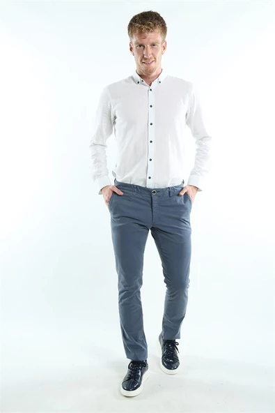 İntersivin Slim Fit Pamuklu Likralı İndigo Erkek Pantolon - 2