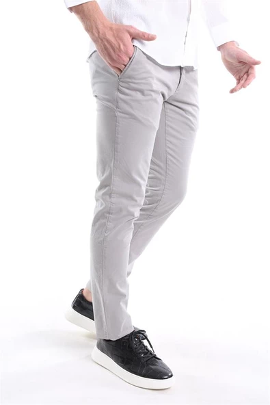 İntersivin Slim Fit Pamuklu Likralı Gri Erkek Pantolon
