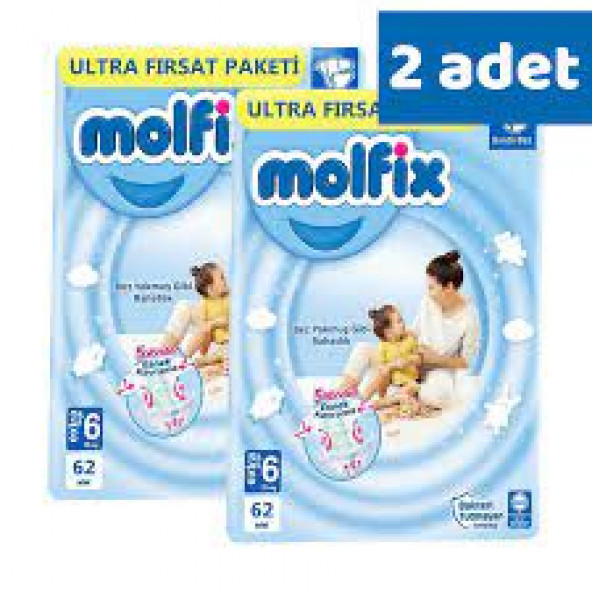 Molfix 3D E.Large Ultra Fırsat 62 Adet Bebek Bezi 2Li Paket