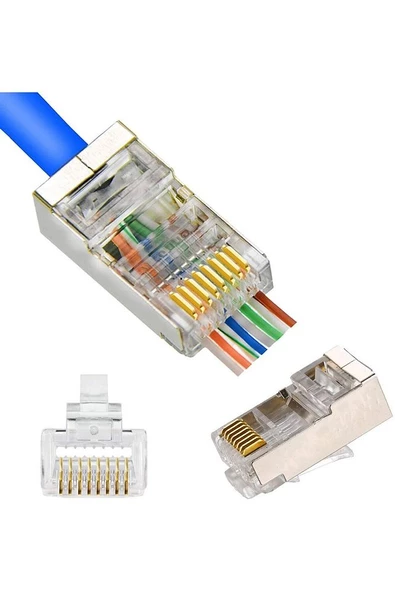 Ez RJ45 Cat5/cat6 Yeni Nesil Metal Delikli Konnektör 100 Adet