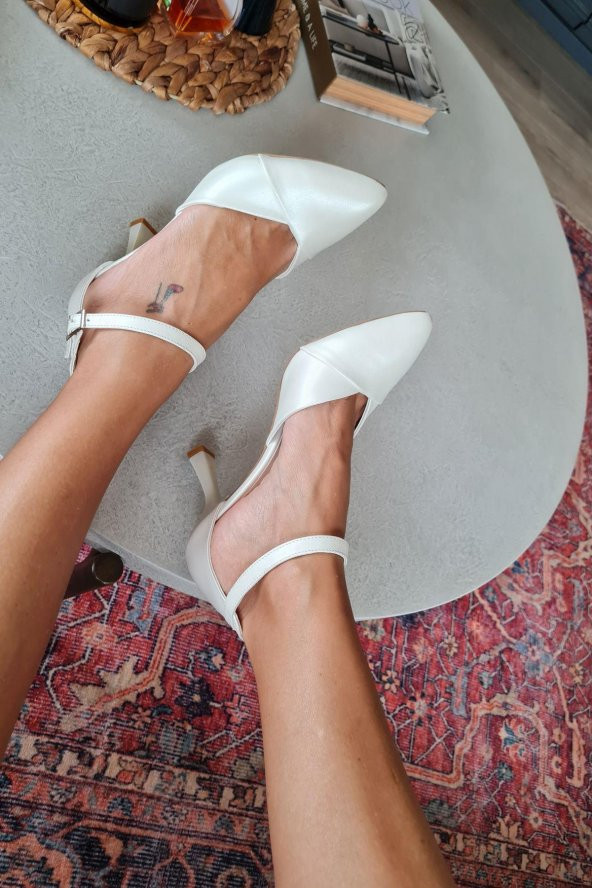 015 048 Topukla Kadın Abiye Sedef Kadeh Topuk Ayakkabı - Resim 4