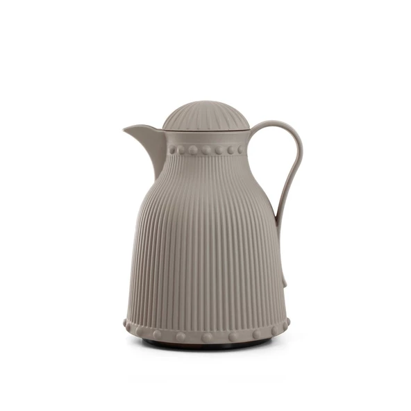 1 Lt Isı Yalıtımlı Çay ve Soğuk Su Termosu Soft Gri (12 Saat Sıcak Tutar& İçi Camdır) - Resim 3