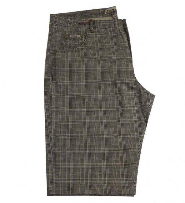 Büyük Beden Battal Boy Erkek Şort Dekons Ekose Haki-Kahve - 3