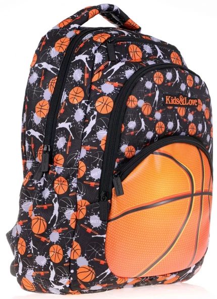 Kaukko Kids&Love Turuncu Basketbol Okul Çantası ve Kalemlik Seti - Erkek Çocuk - Resim 2