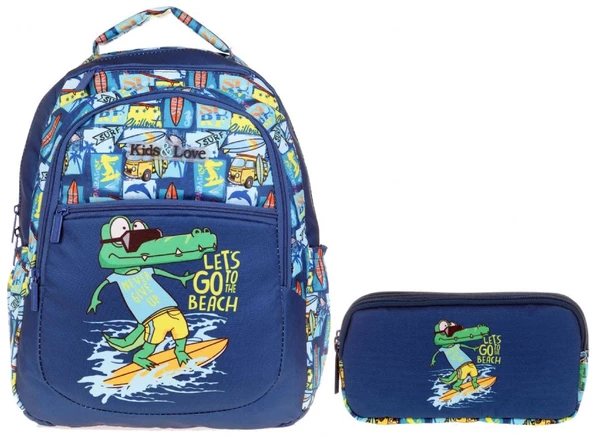 Kaukko Lacivert Timsah İlkokul Sırt Çantası ve Kalemlik Seti - Erkek Çocuk ürün görseli