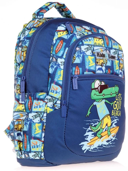 Kaukko Lacivert Timsah İlkokul Sırt Çantası ve Kalemlik Seti - Erkek Çocuk - Resim 2