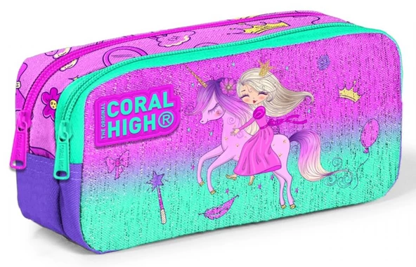 Coral High Mor Pembe Peri Kız Çocuk Beslenme Çantası Seti - Resim 3