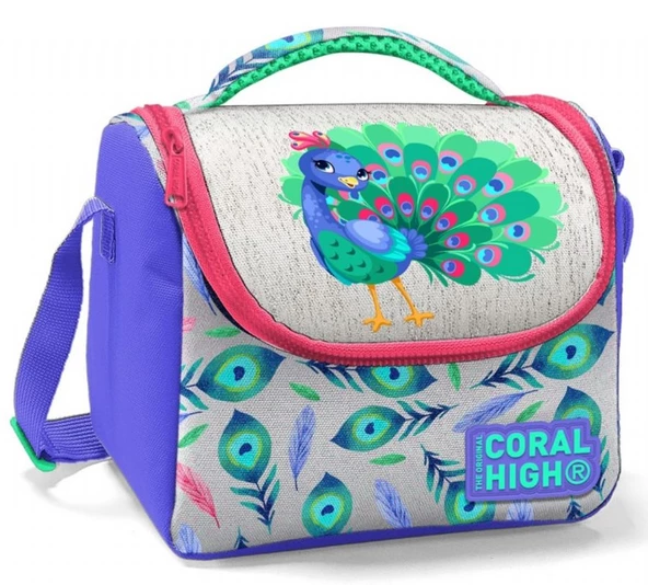 Coral High Kız Çocuk Pembe Yeşil Tavuskuşu Okul Beslenme Çantası - Thermo Yalıtımlı