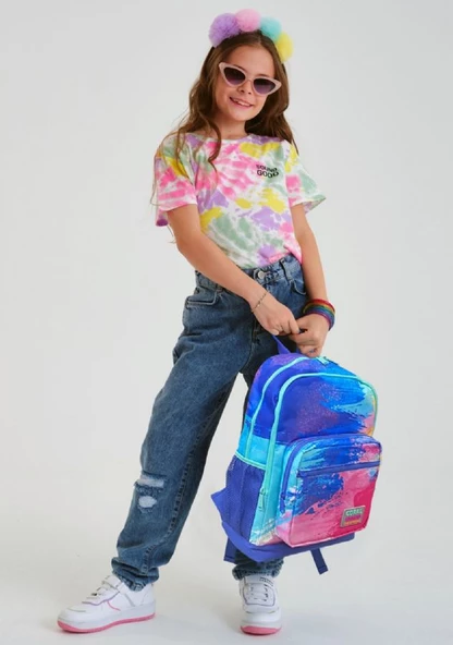 Coral High Renkli Fırça Darbeleri İlkokul ve Günlük Sırt Çantası - Kız Çocuk - Resim 4
