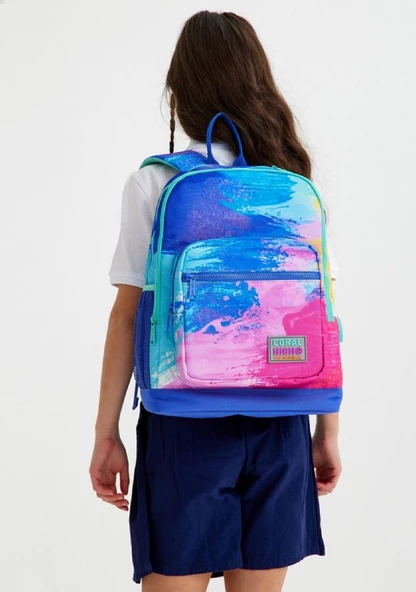 Coral High Renkli Fırça Darbeleri İlkokul ve Günlük Sırt Çantası - Kız Çocuk - Resim 3