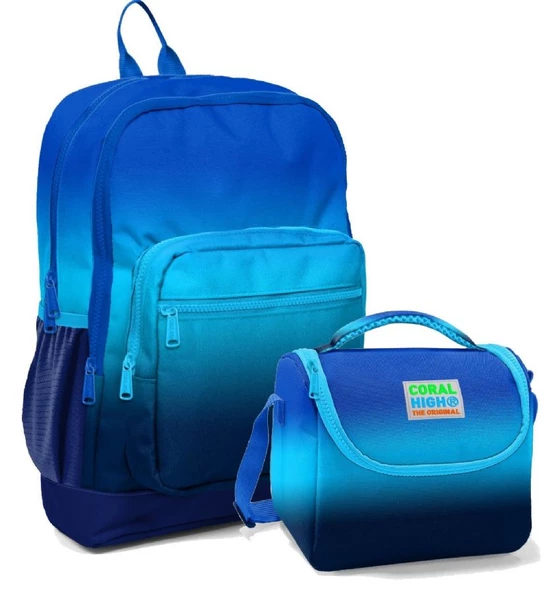 Coral High Erkek Çocuk İlkokul Okul Sırt Çantası ve Beslenme Çanta Seti - Lacivert Mavi Gradyan ürün görseli
