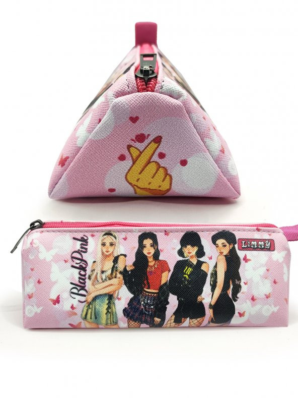 BlackPink Kalem Kutusu Black pink Üçgen Kalemkutu Jumbo Vegan Deri Kalemlik - Resim 2