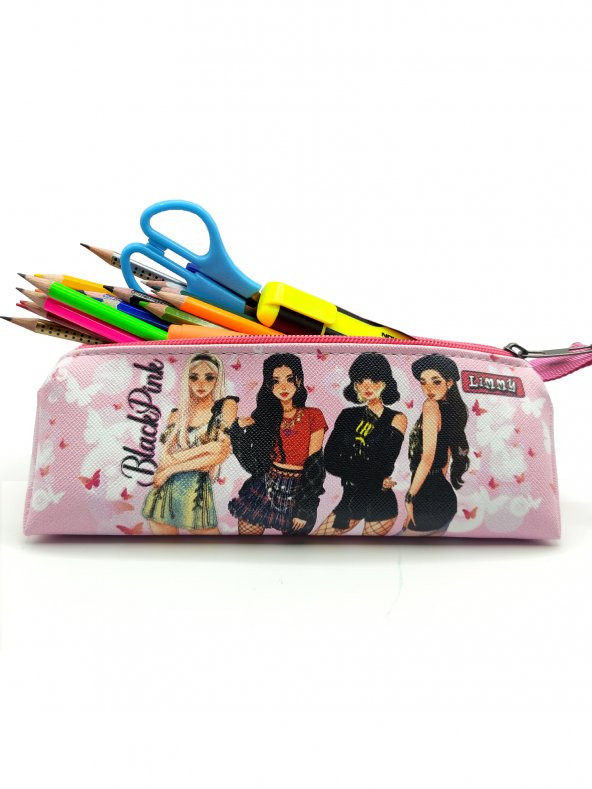 BlackPink Kalem Kutusu Black pink Üçgen Kalemkutu Jumbo Vegan Deri Kalemlik - Resim 3