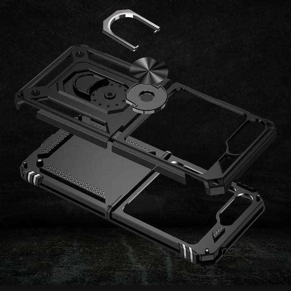 Vendas Samsung Galaxy Z Flip 5 Uyumlu Hulk Serisi Yüzüklü Darbe Dirençli Tam Korumalı Zırh Silikon Kılıf - 7