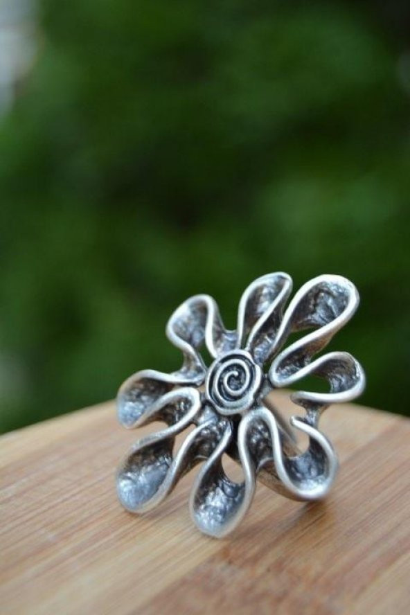 STONEAGE Çiçek Figür Bayan Ayarlanabilir Yüzük Big Daisy Model Türk Malı Üretim - Resim 3