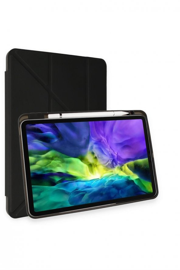 Peeq iPad Pro 12.9 2021 Kılıf Kalemlikli Tri Folding Smart Katlanabilir Standlı 360 Tam Koruma Kılıf