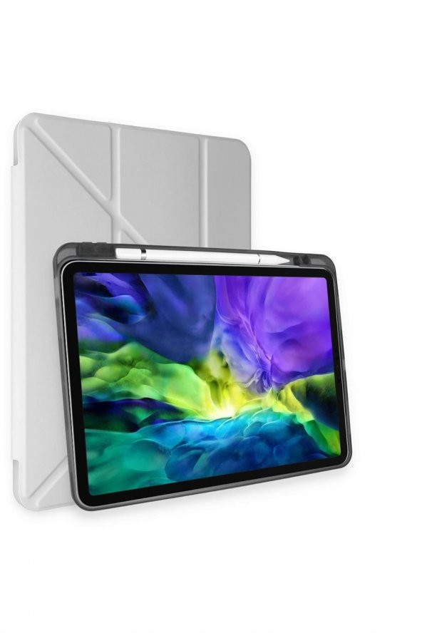 Peeq iPad 10.2 8.nesil Kılıf Kalemlikli Tri Folding Smart Katlanabilir Standlı 360 Tam Koruma Kılıf