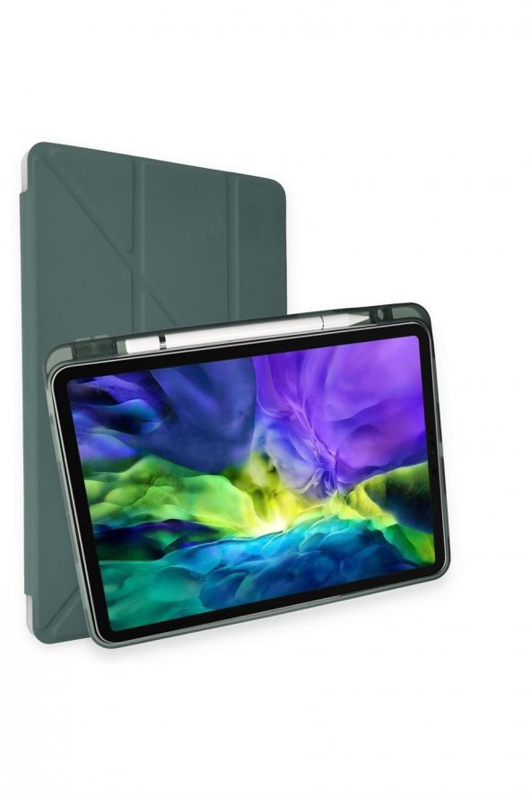 Peeq iPad 10.2 7.nesil Kılıf Kalemlikli Tri Folding Smart Katlanabilir Standlı 360 Tam Koruma Kılıf