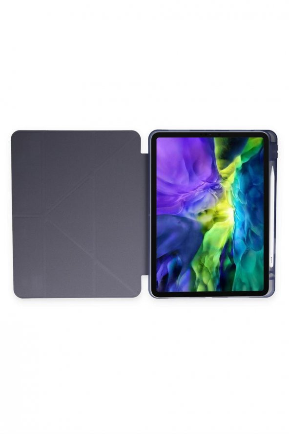 Peeq iPad Pro 11 2018 Kılıf Kalemlikli Tri Folding Smart Katlanabilir Standlı 360 Tam Koruma Kılıf - 10