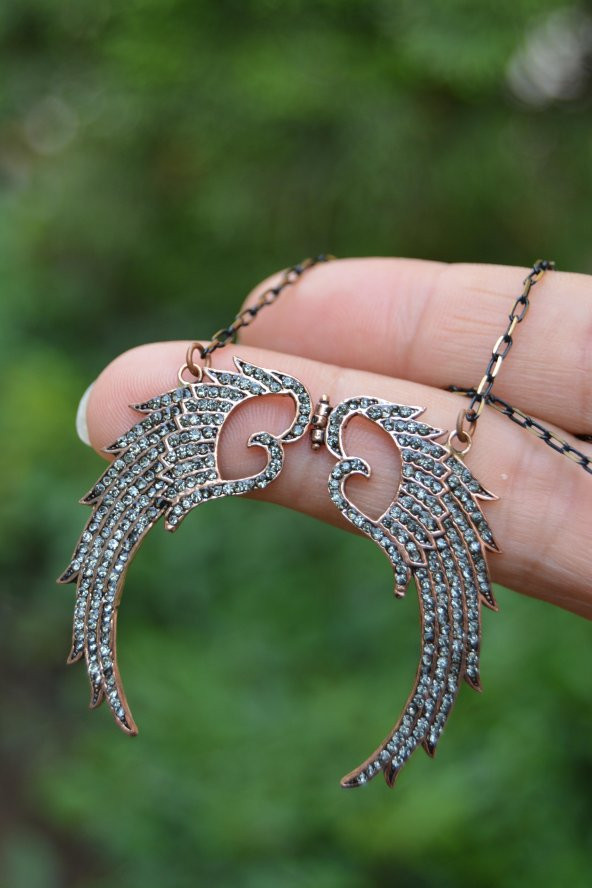 STONEAGE Black Diamond Melek Kanadı Bayan Kolye - Resim 2
