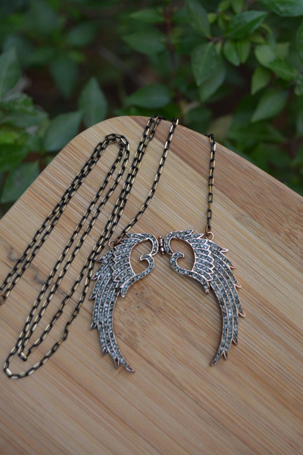 STONEAGE Black Diamond Melek Kanadı Bayan Kolye - Resim 3