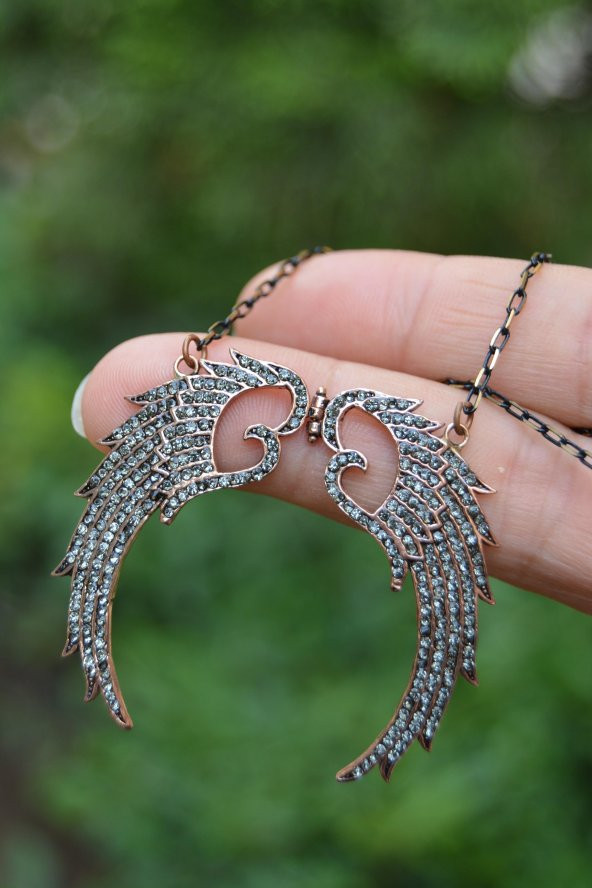 STONEAGE Black Diamond Melek Kanadı Bayan Kolye - Resim 4
