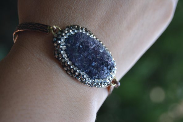 STONEAGE JEWELLERY El Yapımı Ametist Doğal Taş Bileklik ürün görseli