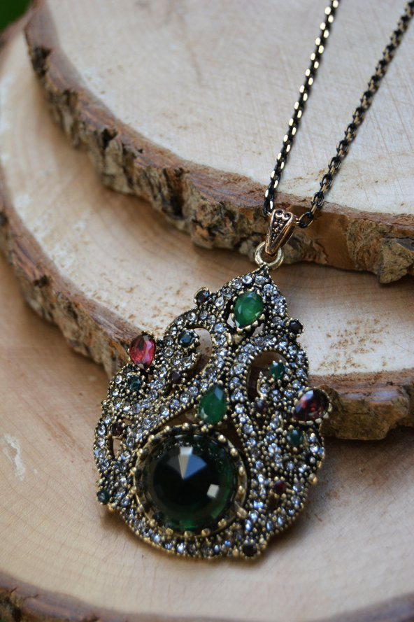 STONEAGE JEWELLERY Zümrüt Doğal Taş Kolye - Resim 2