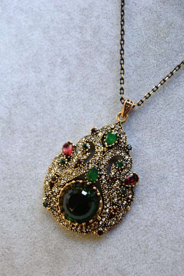 STONEAGE JEWELLERY Zümrüt Doğal Taş Kolye - Resim 4