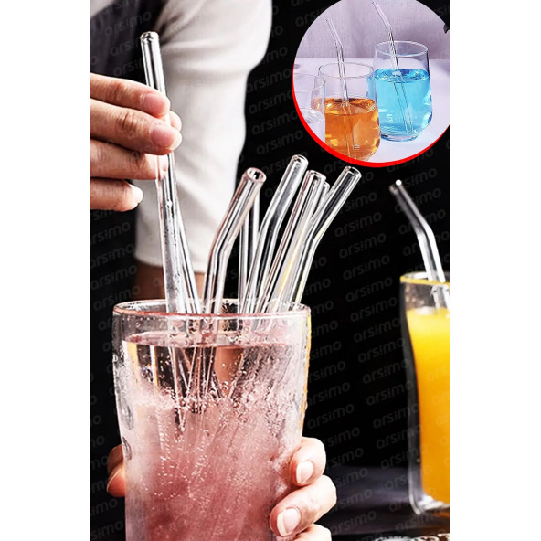 6 Adet Eğik Cam Pipet Isıya Dayanıklı Şeffaf Eğimli Cam Pipet ,Termisil Cam Pipet 21cm - 2
