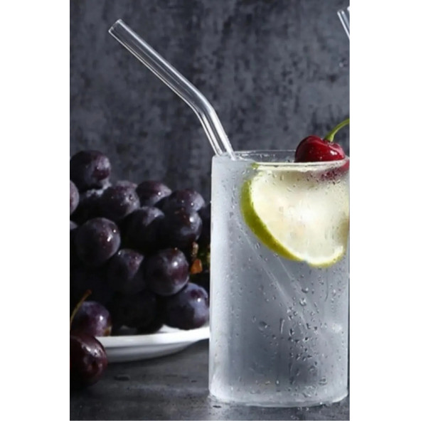 6 Adet Eğik Cam Pipet Isıya Dayanıklı Şeffaf Eğimli Cam Pipet ,Termisil Cam Pipet 21cm - 3