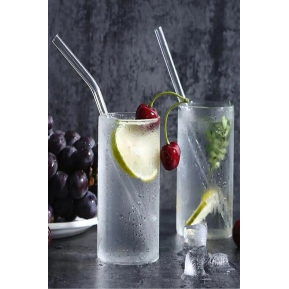 6 Adet Eğik Cam Pipet Isıya Dayanıklı Şeffaf Eğimli Cam Pipet ,Termisil Cam Pipet 21cm - 4