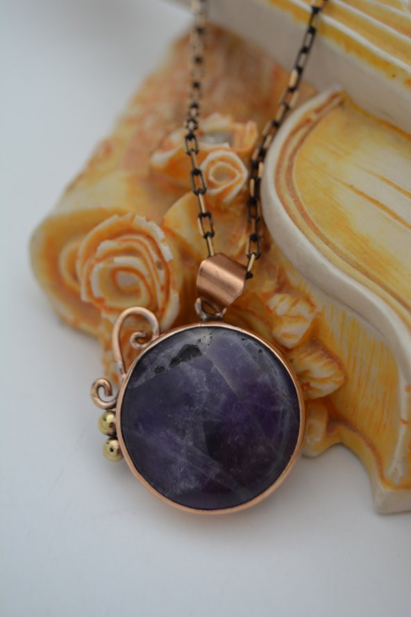 STONEAGE AMETİST TAŞLI ÖZEL TASARIM KOLYE - Resim 2