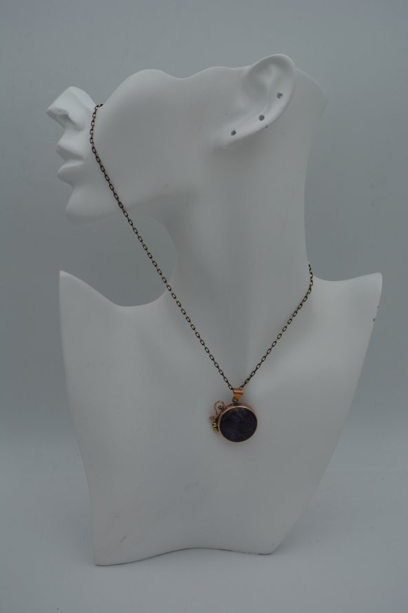 STONEAGE AMETİST TAŞLI ÖZEL TASARIM KOLYE - Resim 3