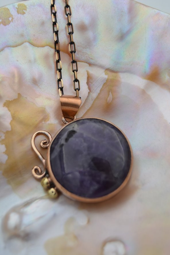 STONEAGE AMETİST TAŞLI ÖZEL TASARIM KOLYE - Resim 5